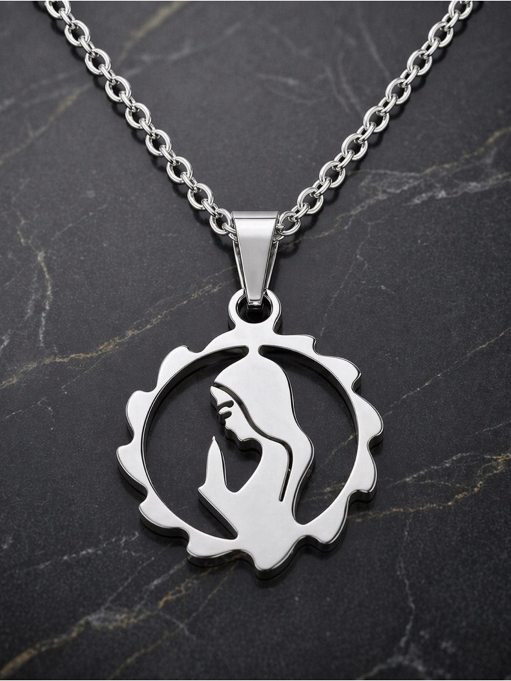 Our Lady~ Guadelupe Virgin Mother Mary Pray Divine Blessed Sacred Steel Necklace - Picture 3 of 12